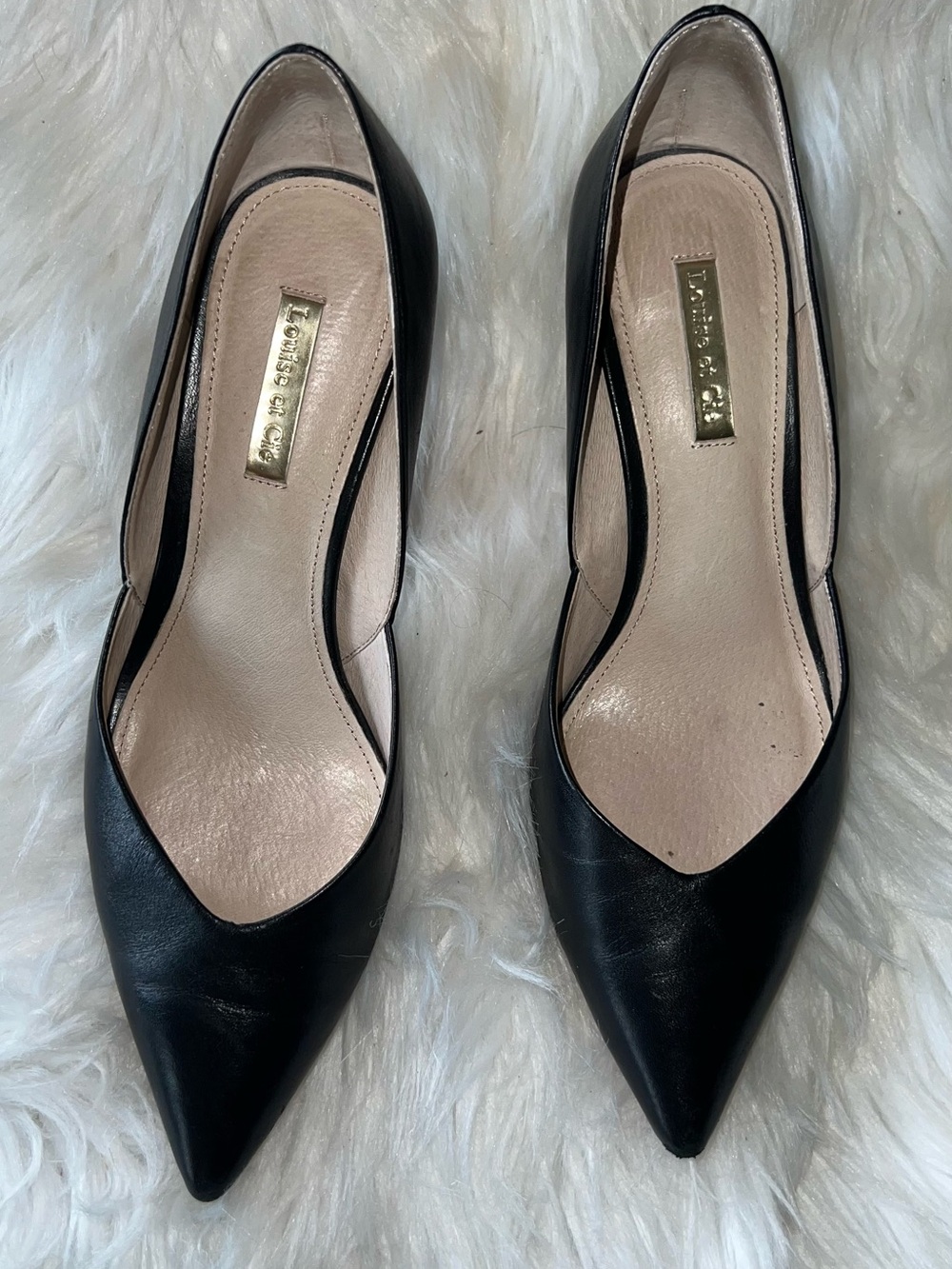 Louise et Cie Black Pointed Leather Pumps